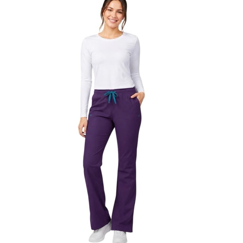 MED COUTURE EZ FLEX SCRUB PANTS WOMENS DRAWSTRING WAIST MEDICAL UNIFORM SZ XS